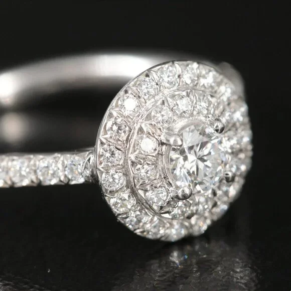 Tiffany & Co. Platinum Soleste Double Halo Diamond Ring - Picture 7 of 12